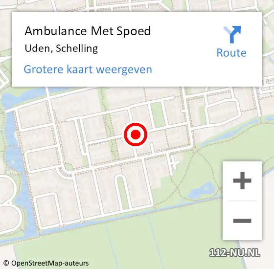 Locatie op kaart van de 112 melding: Ambulance Met Spoed Naar Uden, Schelling op 21 april 2015 14:32