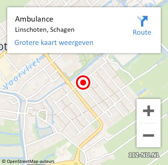 Locatie op kaart van de 112 melding: Ambulance Linschoten, Schagen op 21 april 2015 16:04