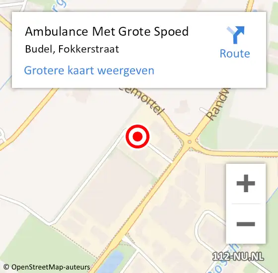 Locatie op kaart van de 112 melding: Ambulance Met Grote Spoed Naar Budel, Fokkerstraat op 21 april 2015 16:08