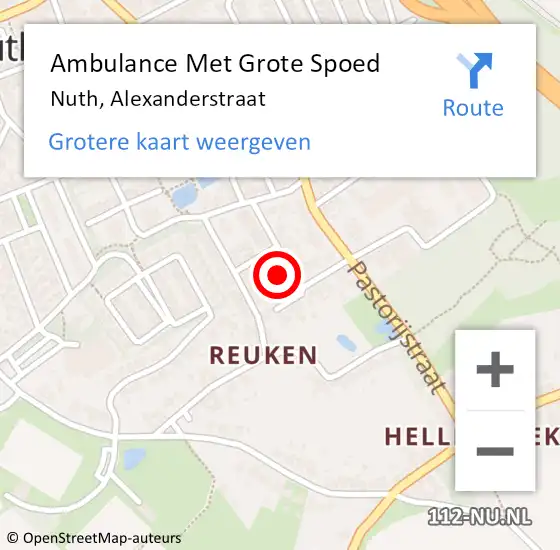 Locatie op kaart van de 112 melding: Ambulance Met Grote Spoed Naar Nuth, Alexanderstraat op 21 april 2015 16:14