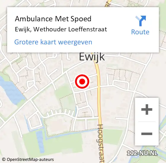 Locatie op kaart van de 112 melding: Ambulance Met Spoed Naar Ewijk, Wethouder Loeffenstraat op 21 april 2015 16:36