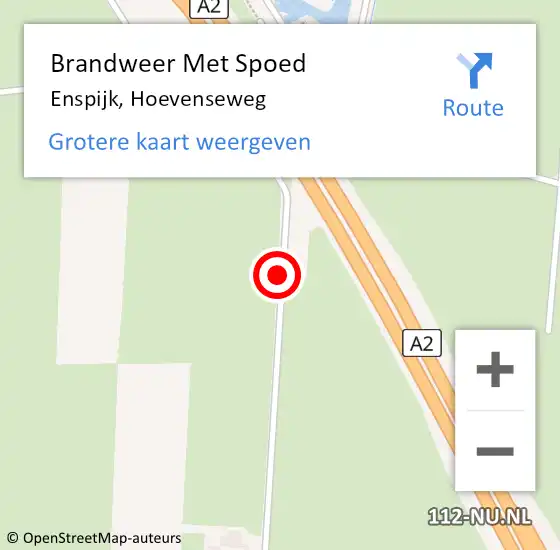 Locatie op kaart van de 112 melding: Brandweer Met Spoed Naar Enspijk, Hoevenseweg op 5 november 2013 18:05