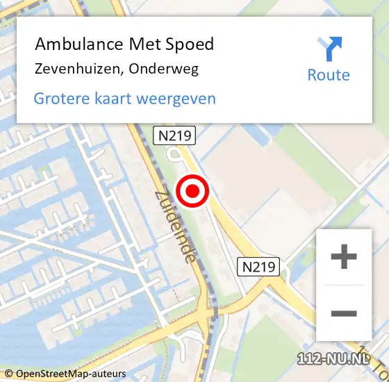 Locatie op kaart van de 112 melding: Ambulance Met Spoed Naar Zevenhuizen, Onderweg op 21 april 2015 17:06