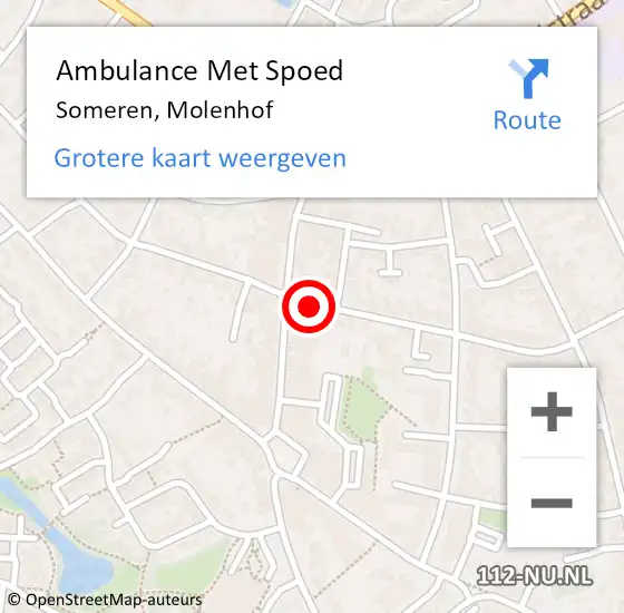 Locatie op kaart van de 112 melding: Ambulance Met Spoed Naar Someren, Molenhof op 21 april 2015 17:06