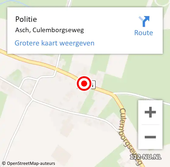 Locatie op kaart van de 112 melding: Politie Asch, Culemborgseweg op 21 april 2015 17:28