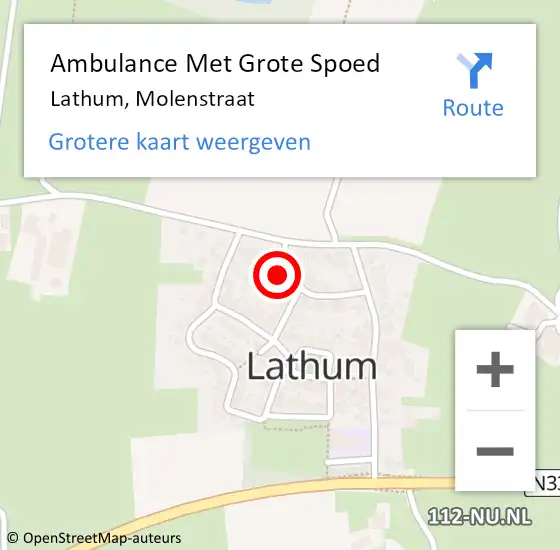 Locatie op kaart van de 112 melding: Ambulance Met Grote Spoed Naar Lathum, Molenstraat op 21 april 2015 17:56