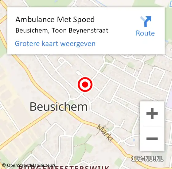 Locatie op kaart van de 112 melding: Ambulance Met Spoed Naar Beusichem, Toon Beynenstraat op 21 april 2015 18:38