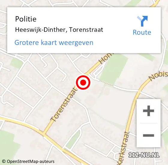 Locatie op kaart van de 112 melding: Politie Heeswijk-Dinther, Torenstraat op 21 april 2015 18:59