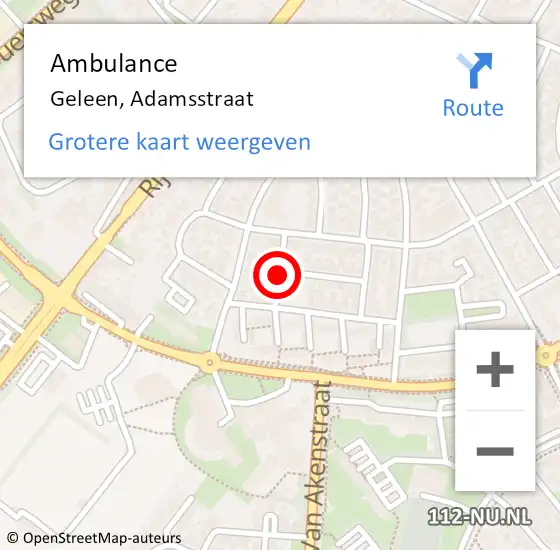 Locatie op kaart van de 112 melding: Ambulance Geleen, Adamsstraat op 5 november 2013 18:24