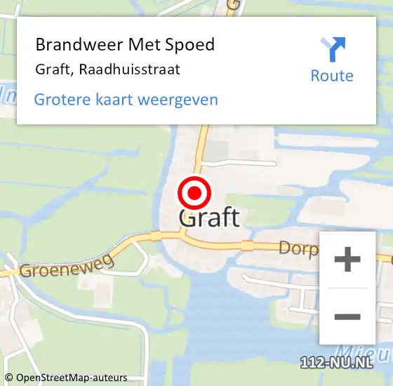 Locatie op kaart van de 112 melding: Brandweer Met Spoed Naar Graft, Raadhuisstraat op 21 april 2015 21:03