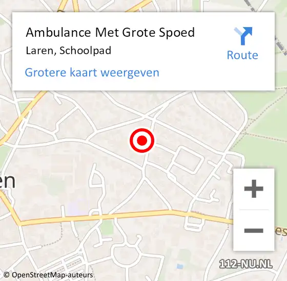 Locatie op kaart van de 112 melding: Ambulance Met Grote Spoed Naar Laren, Schoolpad op 21 april 2015 21:27