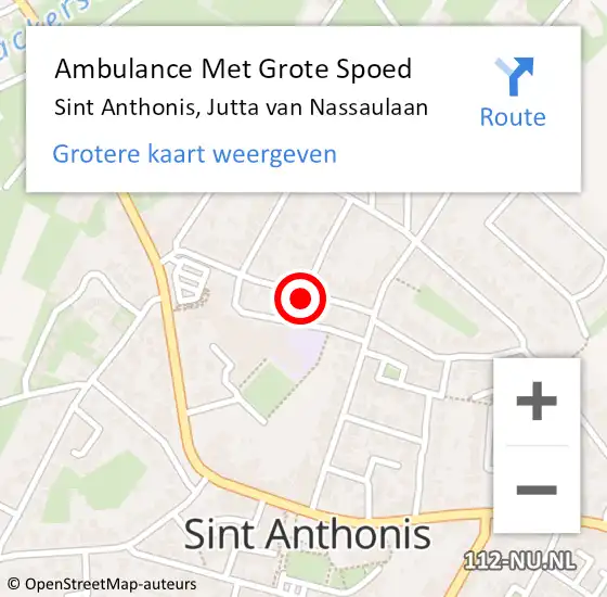 Locatie op kaart van de 112 melding: Ambulance Met Grote Spoed Naar Sint Anthonis, Jutta van Nassaulaan op 21 april 2015 22:13