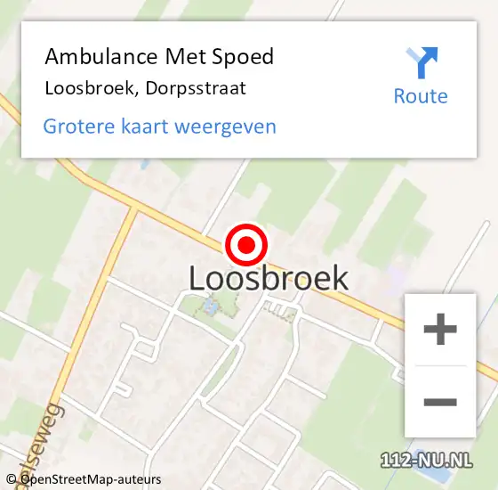 Locatie op kaart van de 112 melding: Ambulance Met Spoed Naar Loosbroek, Dorpsstraat op 21 april 2015 22:59