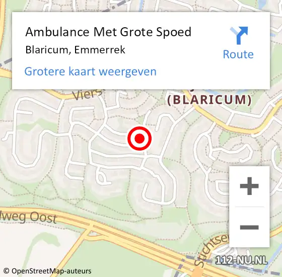 Locatie op kaart van de 112 melding: Ambulance Met Grote Spoed Naar Blaricum, Emmerrek op 21 april 2015 23:39