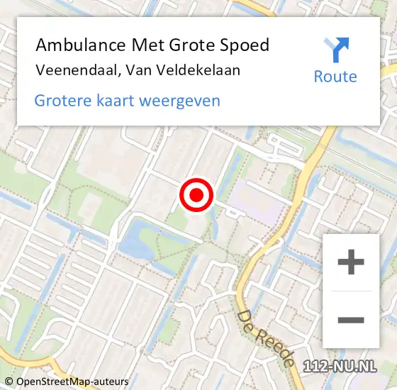 Locatie op kaart van de 112 melding: Ambulance Met Grote Spoed Naar Veenendaal, Van Veldekelaan op 22 april 2015 00:12