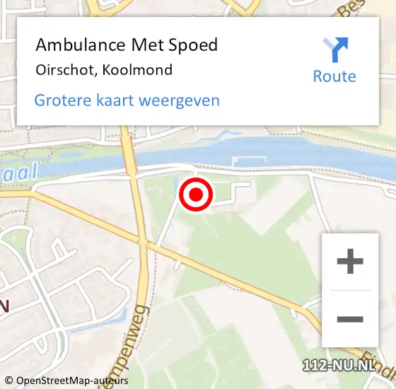 Locatie op kaart van de 112 melding: Ambulance Met Spoed Naar Oirschot, Koolmond op 22 april 2015 06:36