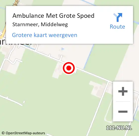 Locatie op kaart van de 112 melding: Ambulance Met Grote Spoed Naar Starnmeer, Middelweg op 22 april 2015 06:38