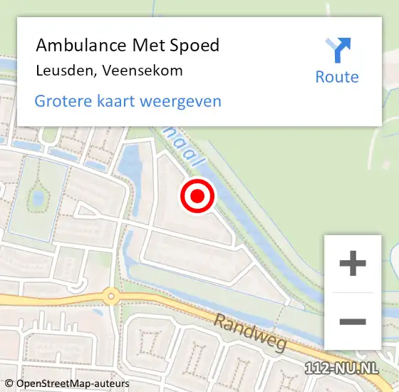 Locatie op kaart van de 112 melding: Ambulance Met Spoed Naar Leusden, Veensekom op 22 april 2015 07:28