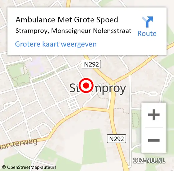 Locatie op kaart van de 112 melding: Ambulance Met Grote Spoed Naar Stramproy, Monseigneur Nolensstraat op 22 april 2015 08:17