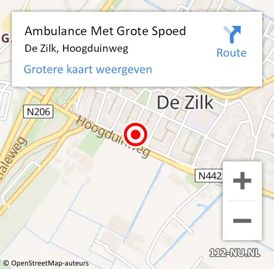 Locatie op kaart van de 112 melding: Ambulance Met Grote Spoed Naar De Zilk, Hoogduinweg op 22 april 2015 08:58