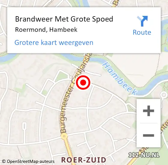 Locatie op kaart van de 112 melding: Brandweer Met Grote Spoed Naar Roermond, Hambeek op 22 april 2015 09:19
