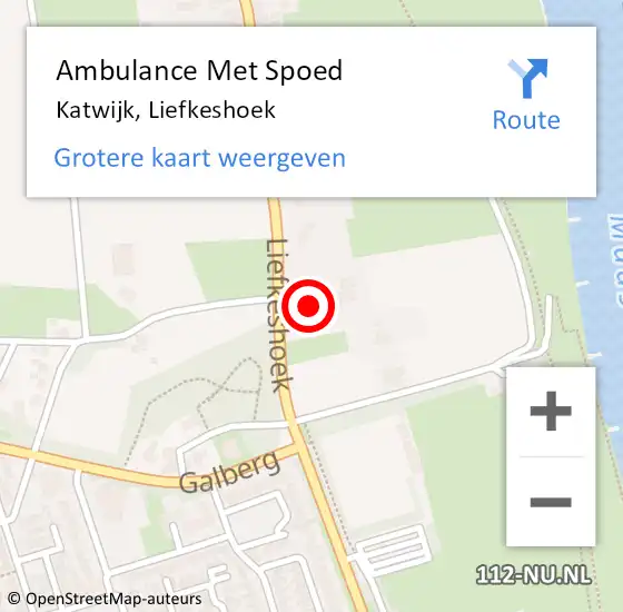 Locatie op kaart van de 112 melding: Ambulance Met Spoed Naar Katwijk, Liefkeshoek op 22 april 2015 10:52