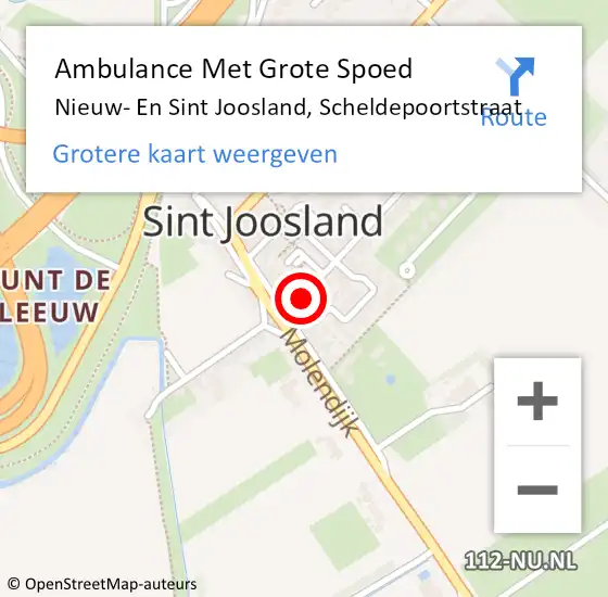 Locatie op kaart van de 112 melding: Ambulance Met Grote Spoed Naar Nieuw- En Sint Joosland, Scheldepoortstraat op 22 april 2015 11:27