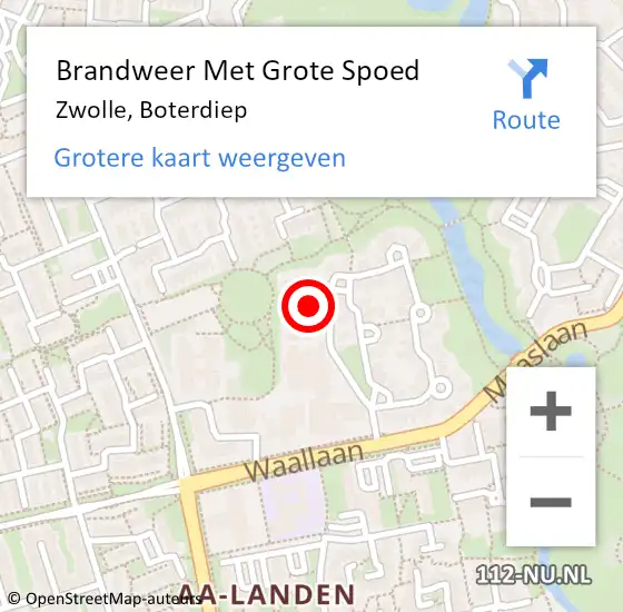 Locatie op kaart van de 112 melding: Brandweer Met Grote Spoed Naar Zwolle, Boterdiep op 22 april 2015 12:09