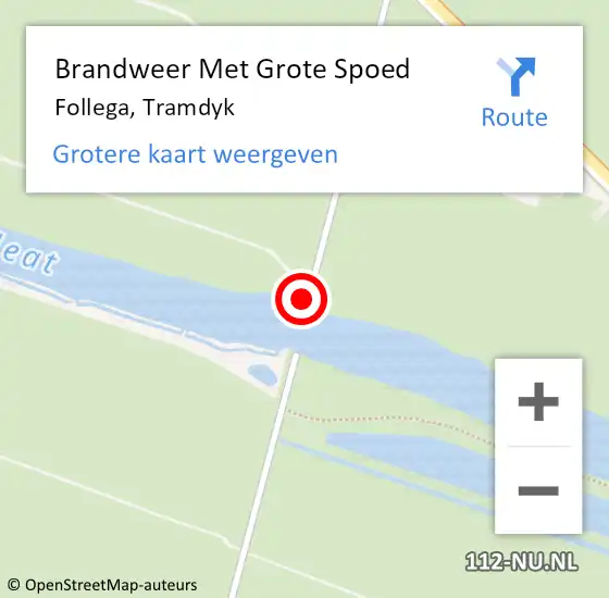 Locatie op kaart van de 112 melding: Brandweer Met Grote Spoed Naar Follega, Tramdyk op 22 april 2015 12:15