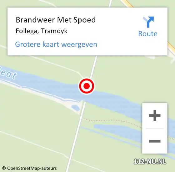 Locatie op kaart van de 112 melding: Brandweer Met Spoed Naar Follega, Tramdyk op 22 april 2015 12:16