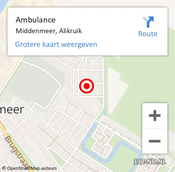 Locatie op kaart van de 112 melding: Ambulance Middenmeer, Alikruik op 22 april 2015 12:35