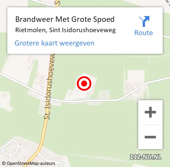 Locatie op kaart van de 112 melding: Brandweer Met Grote Spoed Naar Rietmolen, Sint Isidorushoeveweg op 22 april 2015 12:53