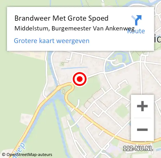 Locatie op kaart van de 112 melding: Brandweer Met Grote Spoed Naar Middelstum, Burgemeester Van Ankenweg op 22 april 2015 13:26