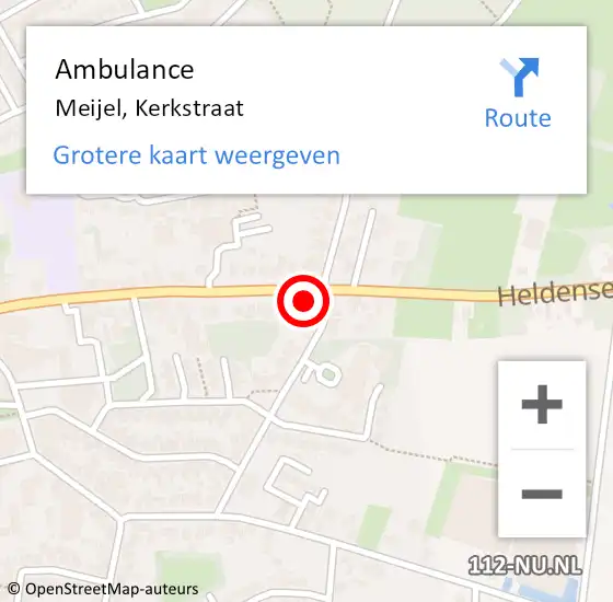 Locatie op kaart van de 112 melding: Ambulance Meijel, Kerkstraat op 22 april 2015 13:58