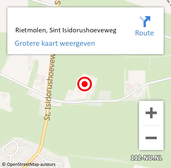 Locatie op kaart van de 112 melding:  Rietmolen, Sint Isidorushoeveweg op 22 april 2015 14:12