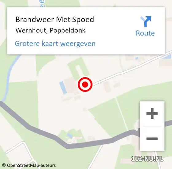 Locatie op kaart van de 112 melding: Brandweer Met Spoed Naar Wernhout, Poppeldonk op 22 april 2015 14:23