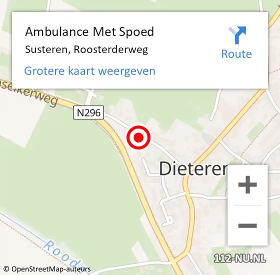 Locatie op kaart van de 112 melding: Ambulance Met Spoed Naar Susteren, Roosterderweg op 22 april 2015 14:40