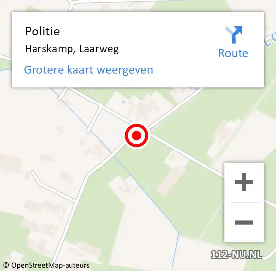 Locatie op kaart van de 112 melding: Politie Harskamp, Laarweg op 22 april 2015 14:44