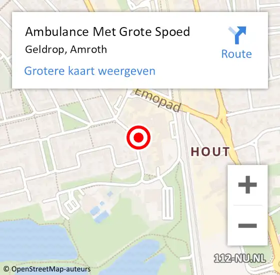 Locatie op kaart van de 112 melding: Ambulance Met Grote Spoed Naar Geldrop, Amroth op 22 april 2015 15:10