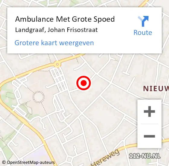 Locatie op kaart van de 112 melding: Ambulance Met Grote Spoed Naar Landgraaf, Johan Frisostraat op 22 april 2015 15:31