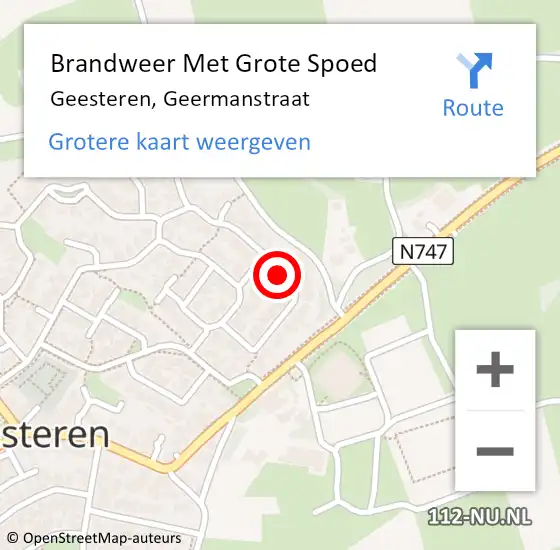 Locatie op kaart van de 112 melding: Brandweer Met Grote Spoed Naar Geesteren, Geermanstraat op 22 april 2015 16:10