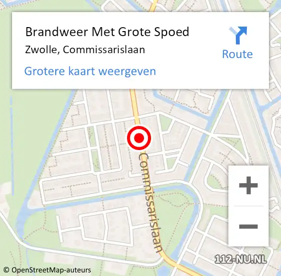 Locatie op kaart van de 112 melding: Brandweer Met Grote Spoed Naar Zwolle, Commissarislaan op 22 april 2015 17:02