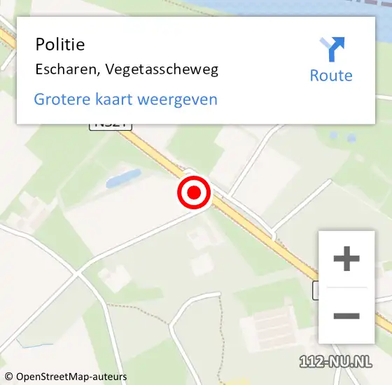 Locatie op kaart van de 112 melding: Politie Escharen, Vegetasscheweg op 22 april 2015 17:16