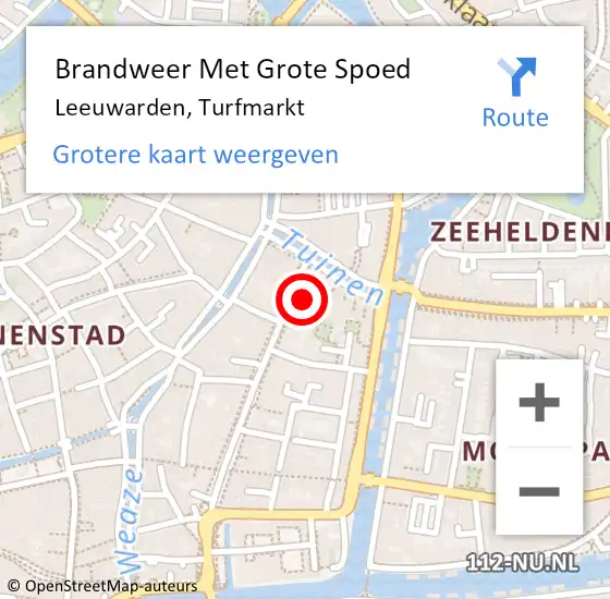 Locatie op kaart van de 112 melding: Brandweer Met Grote Spoed Naar Leeuwarden, Turfmarkt op 22 april 2015 17:52