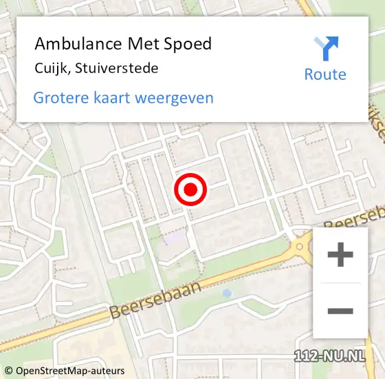 Locatie op kaart van de 112 melding: Ambulance Met Spoed Naar Cuijk, Stuiverstede op 22 april 2015 18:07