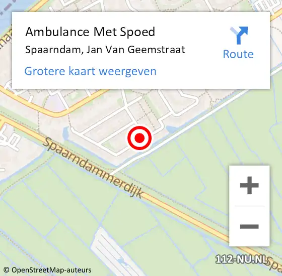 Locatie op kaart van de 112 melding: Ambulance Met Spoed Naar Spaarndam, Jan Van Geemstraat op 22 april 2015 19:19