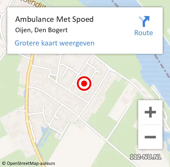 Locatie op kaart van de 112 melding: Ambulance Met Spoed Naar Oijen, Den Bogert op 22 april 2015 20:11