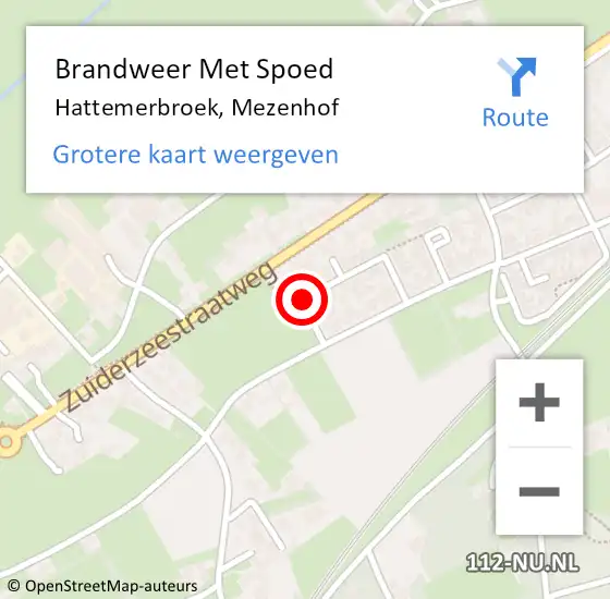 Locatie op kaart van de 112 melding: Brandweer Met Spoed Naar Hattemerbroek, Mezenhof op 22 april 2015 20:54