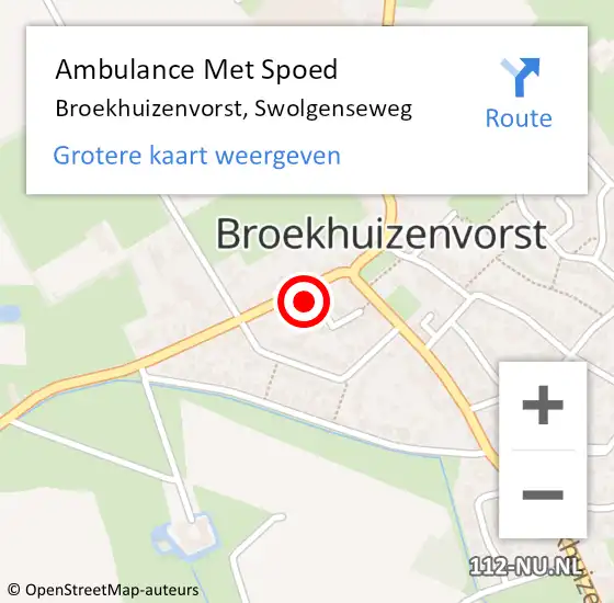 Locatie op kaart van de 112 melding: Ambulance Met Spoed Naar Broekhuizenvorst, Swolgenseweg op 22 april 2015 20:57