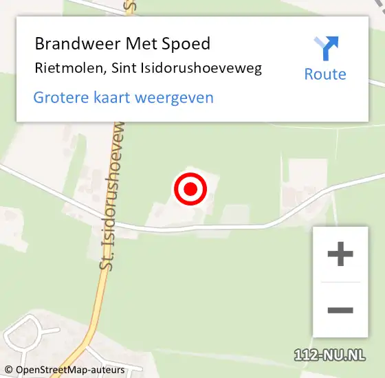 Locatie op kaart van de 112 melding: Brandweer Met Spoed Naar Rietmolen, Sint Isidorushoeveweg op 22 april 2015 21:14